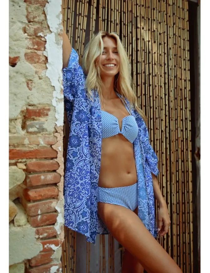 Kimono de manga corta con estampado