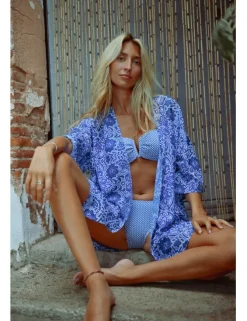 Kimono de manga corta con estampado