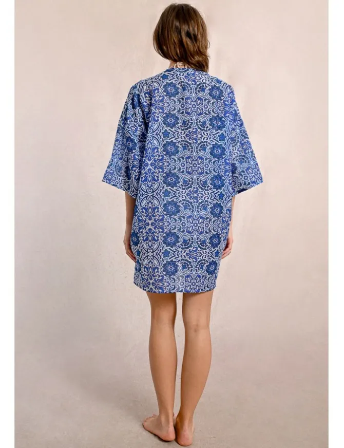 Kimono de manga corta con estampado