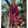 Kimono largo con estampado y lazada
