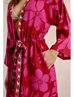 Kimono largo con estampado y lazada