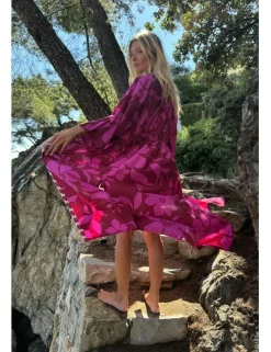 Kimono largo con estampado y lazada