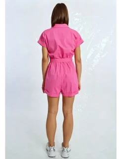 Mono de manga corta con bolsillos y lazada