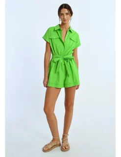 Mono de manga corta con bolsillos y lazada
