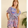 Mono de manga corta con estampado y lazada