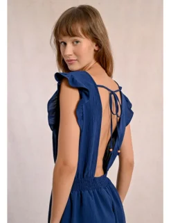 Mono de manga corta con volantes y lazada