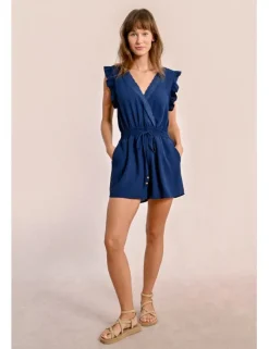 Mono de manga corta con volantes y lazada