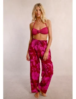 Pantalón largo con estampado y lazada