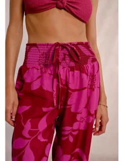 Pantalón largo con estampado y lazada
