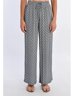 Pantalón largo con estampado y lazada
