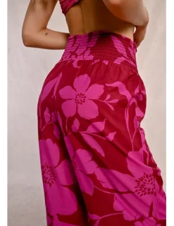 Pantalón largo con estampado y lazada