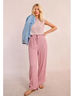 Pantalón largo con estampado y lazada