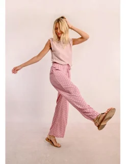 Pantalón largo con estampado y lazada