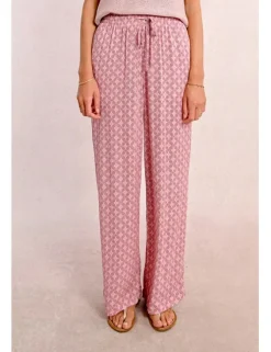 Pantalón largo con estampado y lazada