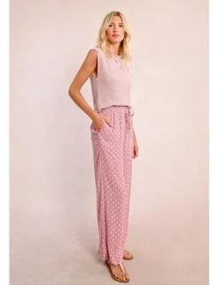 Pantalón largo con estampado y lazada