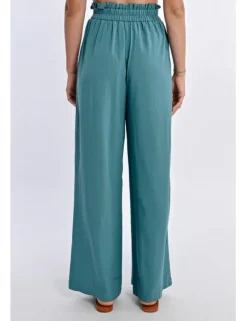 Pantalón largo con lazada y pliegues