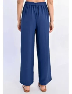 Pantalón largo con lazada y pliegues