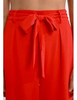 Pantalón largo con lazada y pliegues