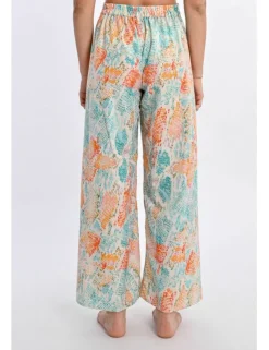 Pantalón largo con lazada y estampado