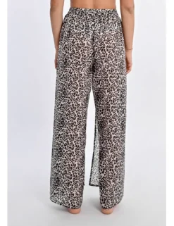 Pantalón largo con lazada y estampado