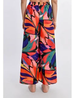 Pantalón largo con lazada y estampado