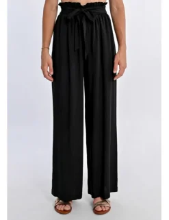 Pantalón largo con lazada y pliegues