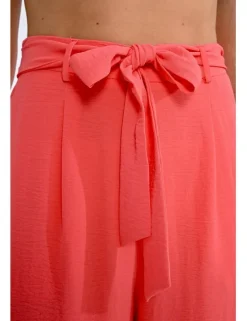 Pantalón largo con lazada y pliegues