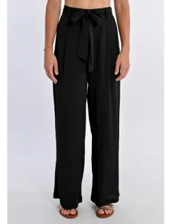Pantalón largo con lazada y pliegues