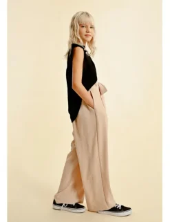 Pantalón largo con pliegues y lazada