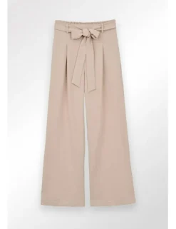 Pantalón largo con pliegues y lazada