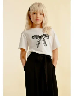 Pantalón largo con pliegues y lazada