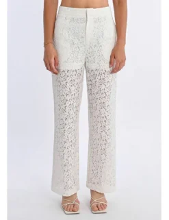 Pantalón largo detalle encaje y transparencias
