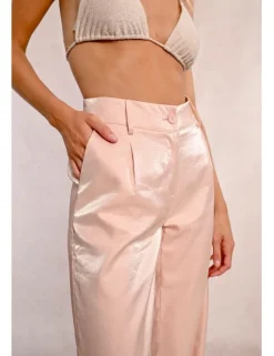 Pantalón largo en tejido brillante