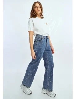 Pantalón tobillero vaquero estampado flores