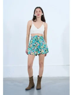 Short corto con estampado y lazada