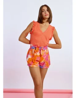 Short corto con lazada Estampado multicolor