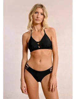 Top de bikini con escote halter y tiras