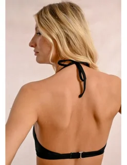 Top de bikini con escote halter y tiras