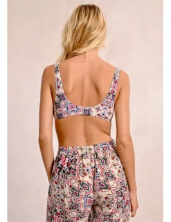 Top de bikini de tirantes con estampado y hebilla