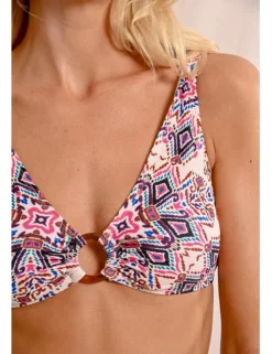 Top de bikini de tirantes con estampado y hebilla
