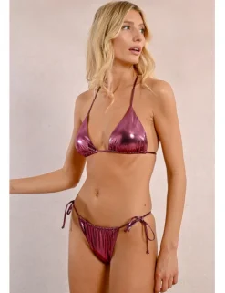 Top de bikini de triangulo en tejido brillante