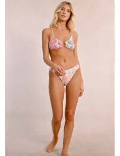 Top de bikini triángulo con hebilla y estampado