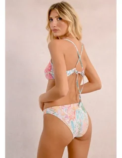 Top de bikini triángulo con hebilla y estampado