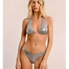 Top de bikini triángulo en tejido metalizado