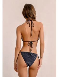 Top de bikini triángulo en tejido brillante