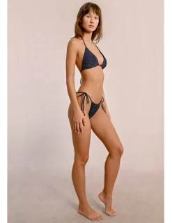 Top de bikini triángulo en tejido brillante