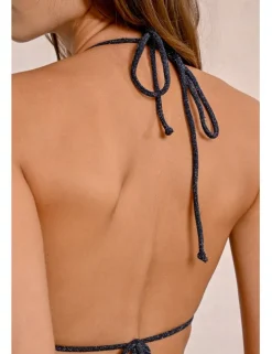 Top de bikini triángulo en tejido brillante