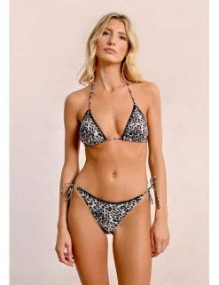 Top de bikini triángulo estampado animal