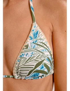 Top de bikini triángulo estampado tropical