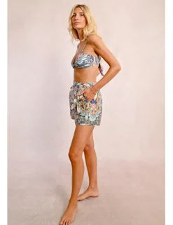 Top de bikini triángulo estampado étnico
